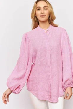 Women Alessandra Charade Shirt - Pink Houndstooth