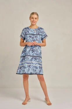 Women Alessandra Claudette Wave Dress Paradise - Cornflower