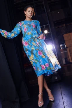 Women Alessandra Jade Cotton Silk Dress - Periwinkle  Aria