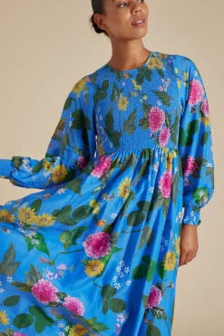 Women Alessandra Jade Cotton Silk Dress - Periwinkle  Aria