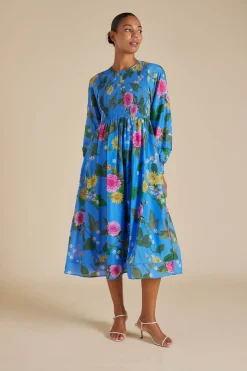 Women Alessandra Jade Cotton Silk Dress - Periwinkle  Aria