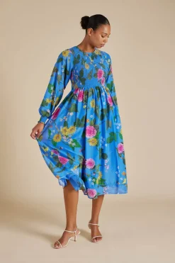 Women Alessandra Jade Cotton Silk Dress - Periwinkle  Aria