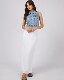 Women All About Eve Harper Denim Vest- Light Blue