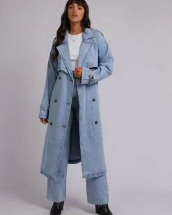 Women All About Eve Rio Trench Coat - Light Blue