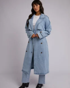 Women All About Eve Rio Trench Coat - Light Blue
