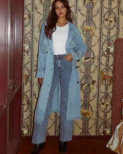 Women All About Eve Rio Trench Coat - Light Blue