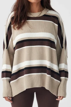 Women ARCAA Harper Stripe Sweater - Chocolate, Cream & Black