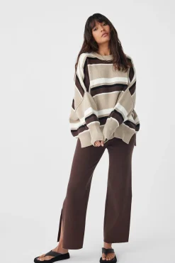 Women ARCAA Harper Stripe Sweater - Chocolate, Cream & Black