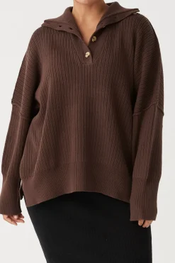 Women ARCAA Margo Button Up Sweater - Chocolate