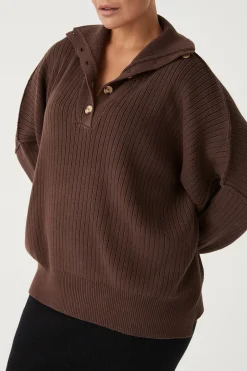 Women ARCAA Margo Button Up Sweater - Chocolate