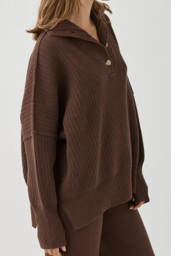 Women ARCAA Margo Button Up Sweater - Chocolate