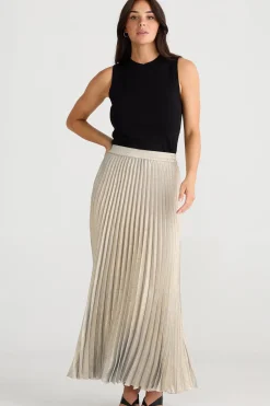 Women Brave & True Brave & True Alias Pleated Skirt - Champagne