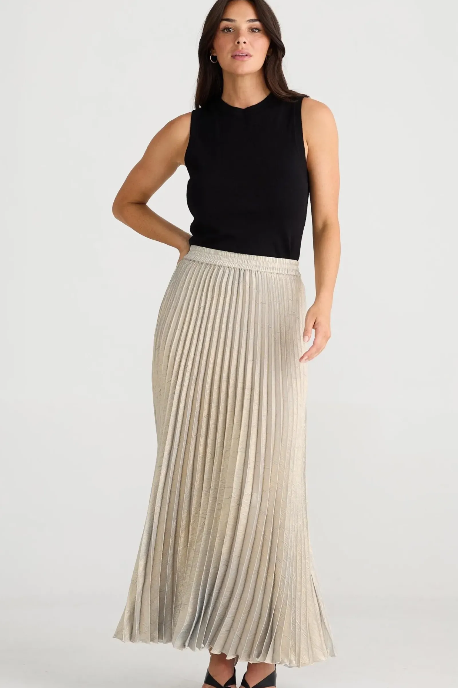 Women Brave & True Brave & True Alias Pleated Skirt - Champagne