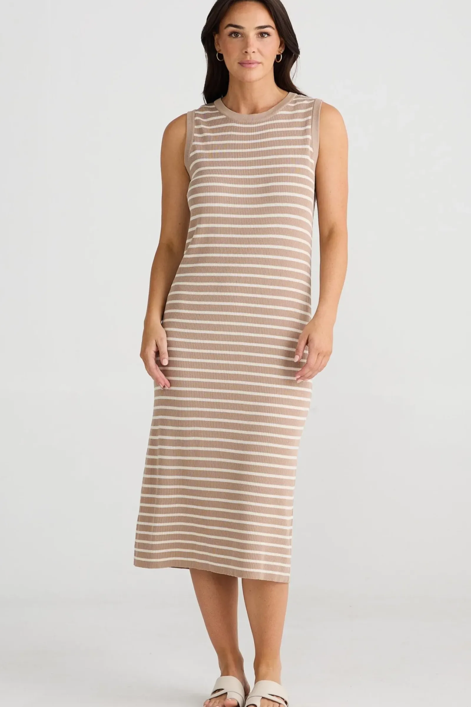 Women Brave & True Brave & True Squad Dress - Taupe With Ecru Stripe
