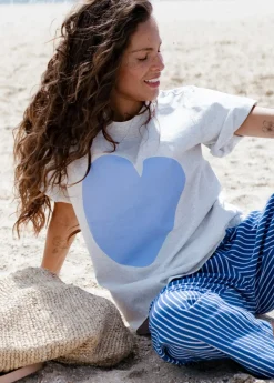 Women Cartel & Willow Cartel & Willow Cornflower Heart Tee - Marle/Cornflower