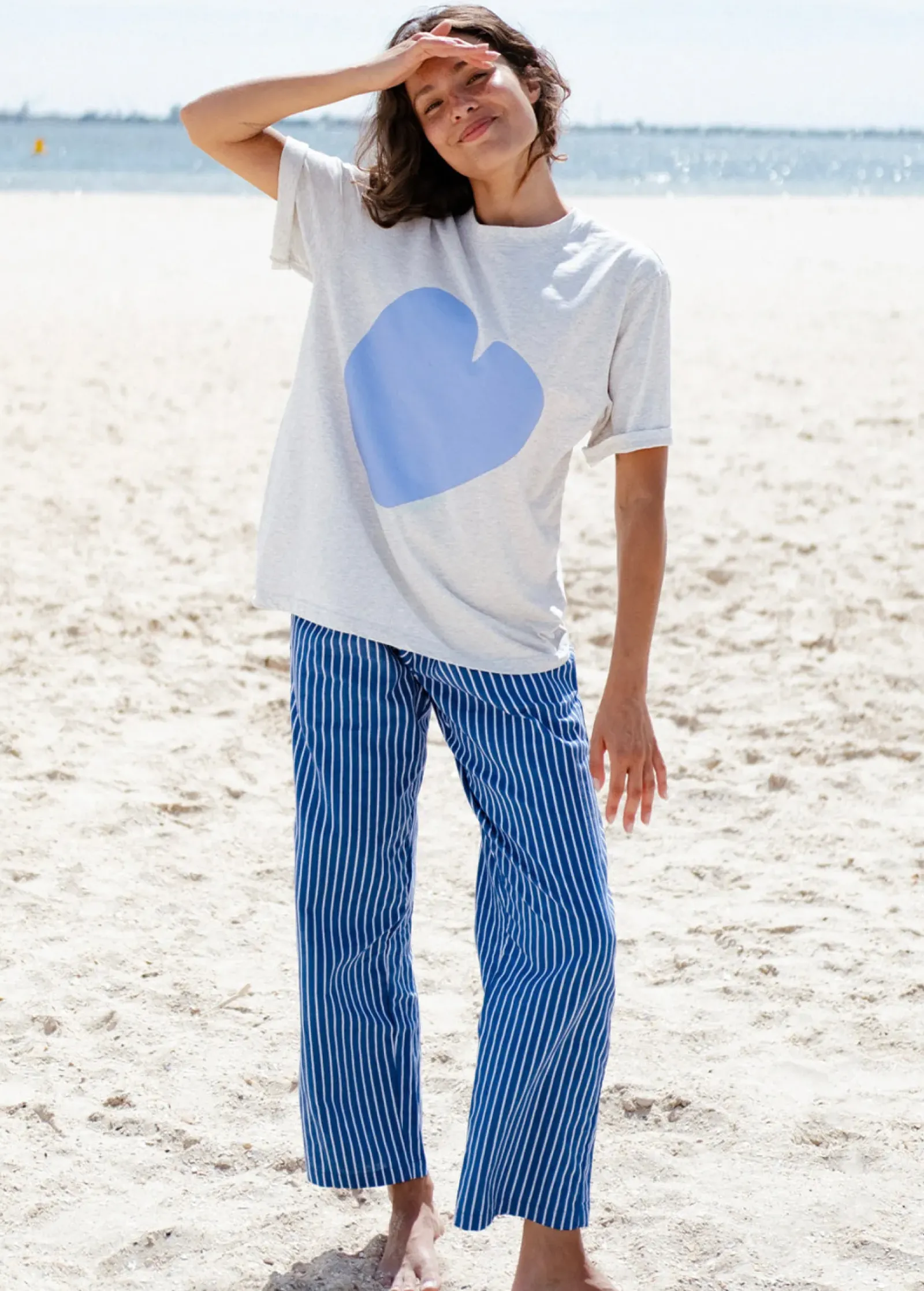 Women Cartel & Willow Cartel & Willow Cornflower Heart Tee - Marle/Cornflower