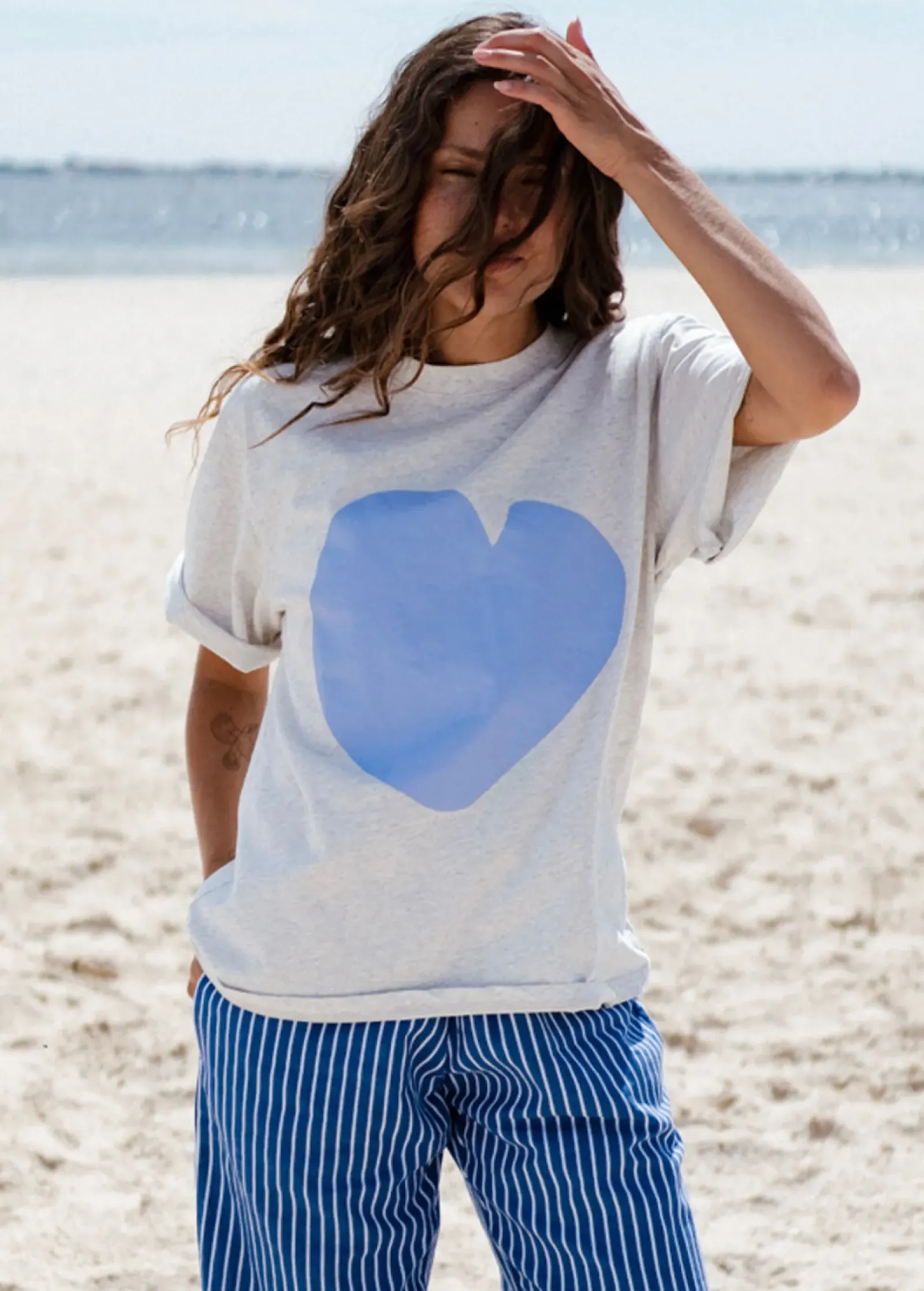 Women Cartel & Willow Cartel & Willow Cornflower Heart Tee - Marle/Cornflower