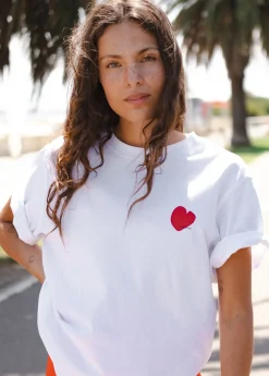 Women Cartel & Willow Cartel & Willow Mini Heart Tee - White/Deep Red