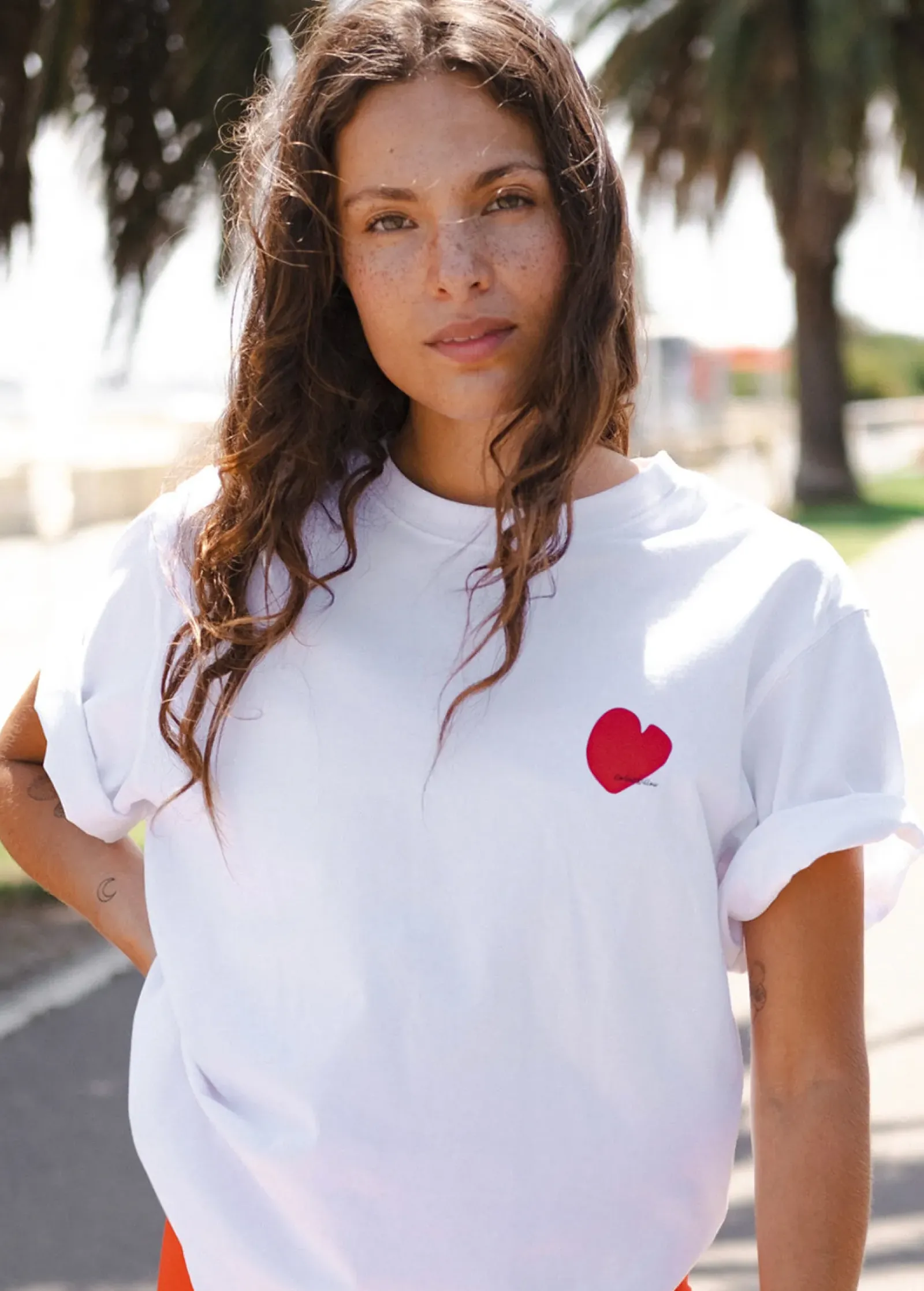 Women Cartel & Willow Cartel & Willow Mini Heart Tee - White/Deep Red