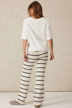 Women Ceres Life Bootleg Knit Pant - Ecru/Navy Stripe