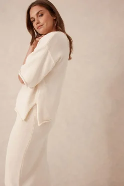 Women Ceres Life Boxy Knit Tee- Eggshell