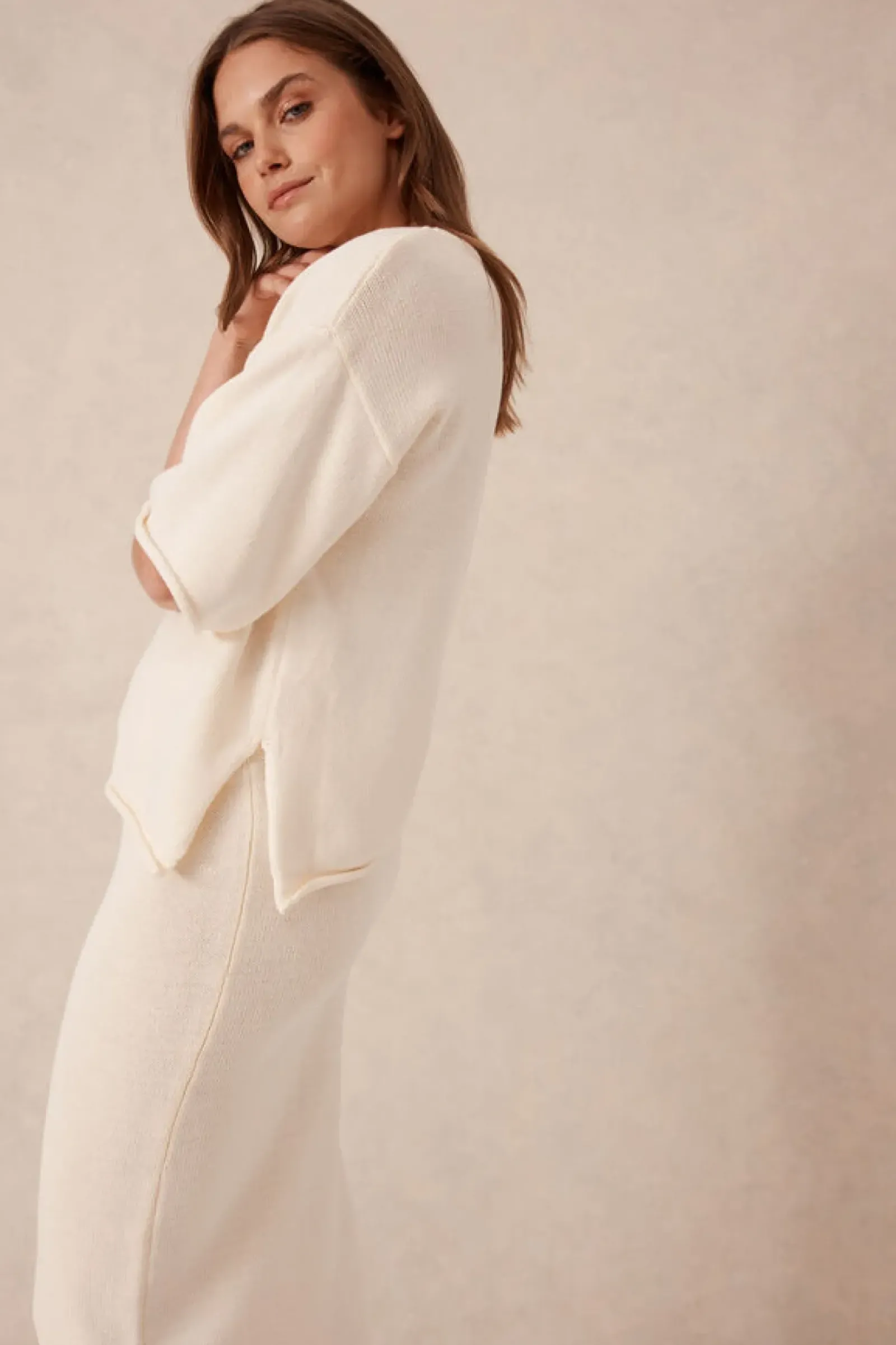 Women Ceres Life Boxy Knit Tee- Eggshell