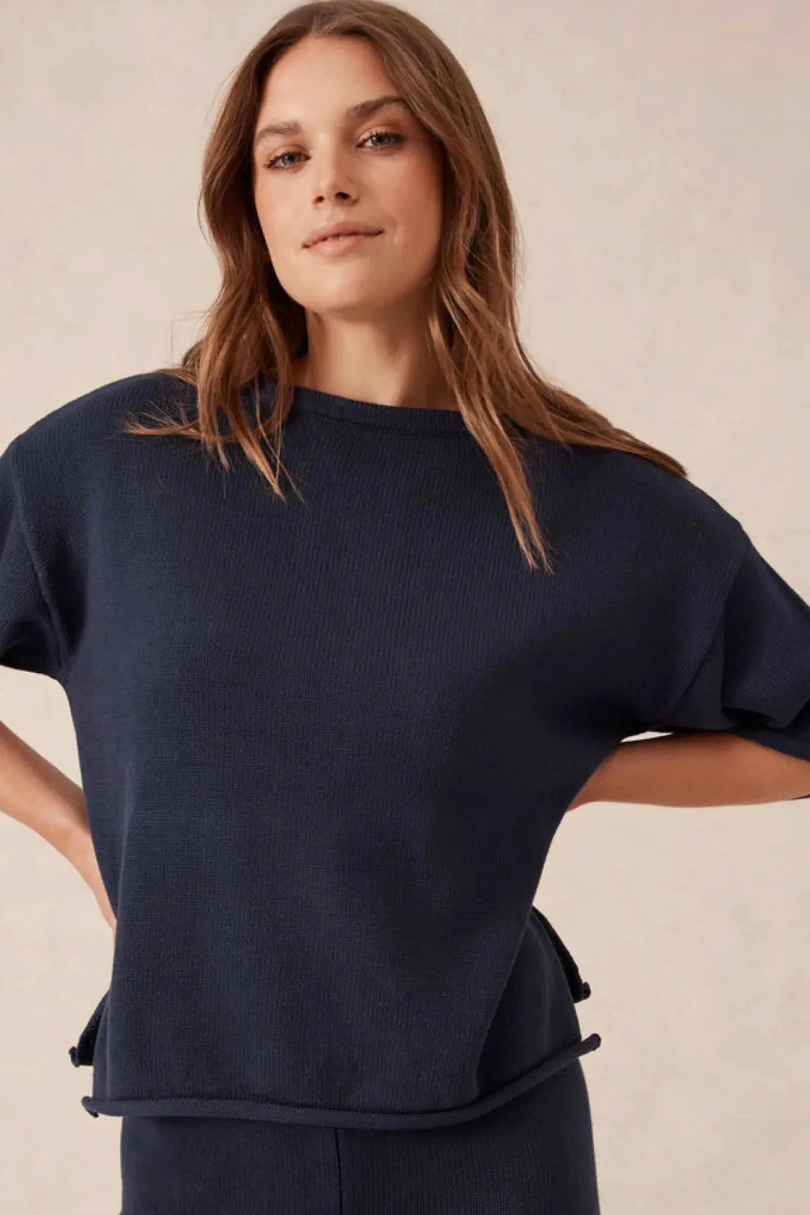 Women Ceres Life Boxy Knit Tee- Navy