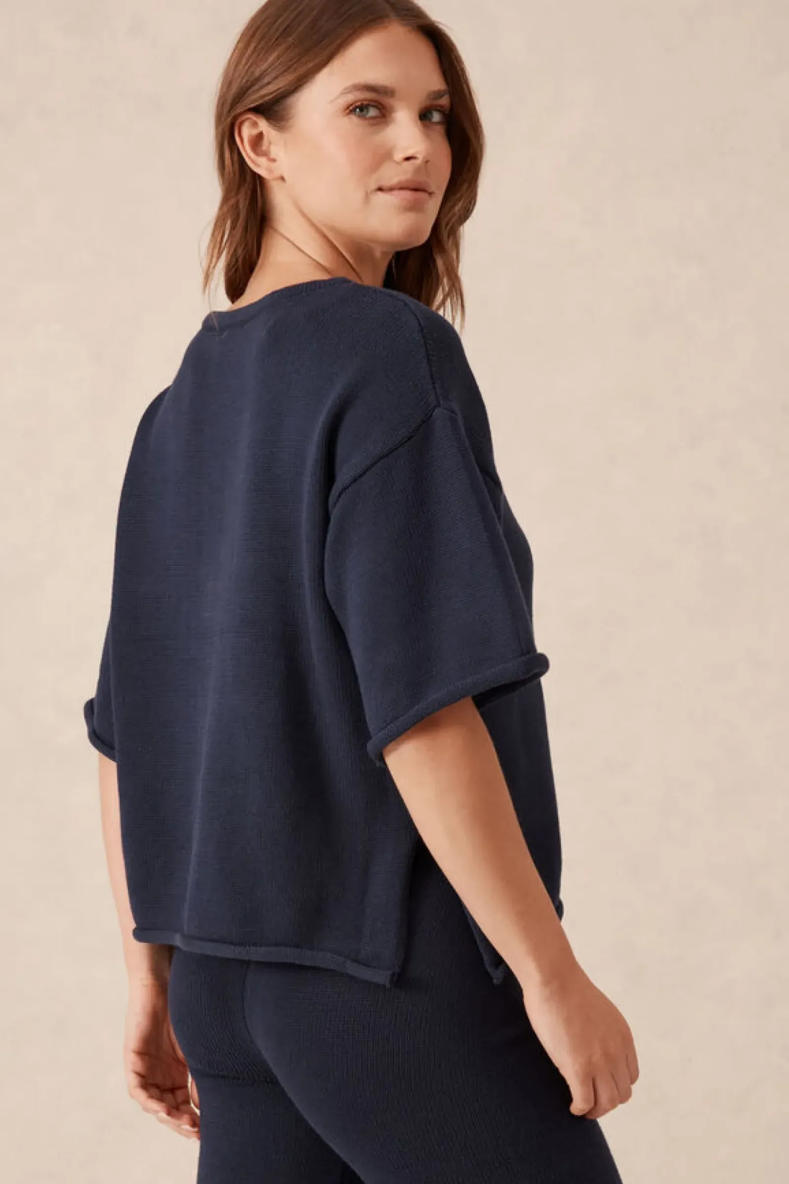 Women Ceres Life Boxy Knit Tee- Navy