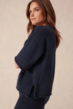 Women Ceres Life Boxy Knit Tee- Navy