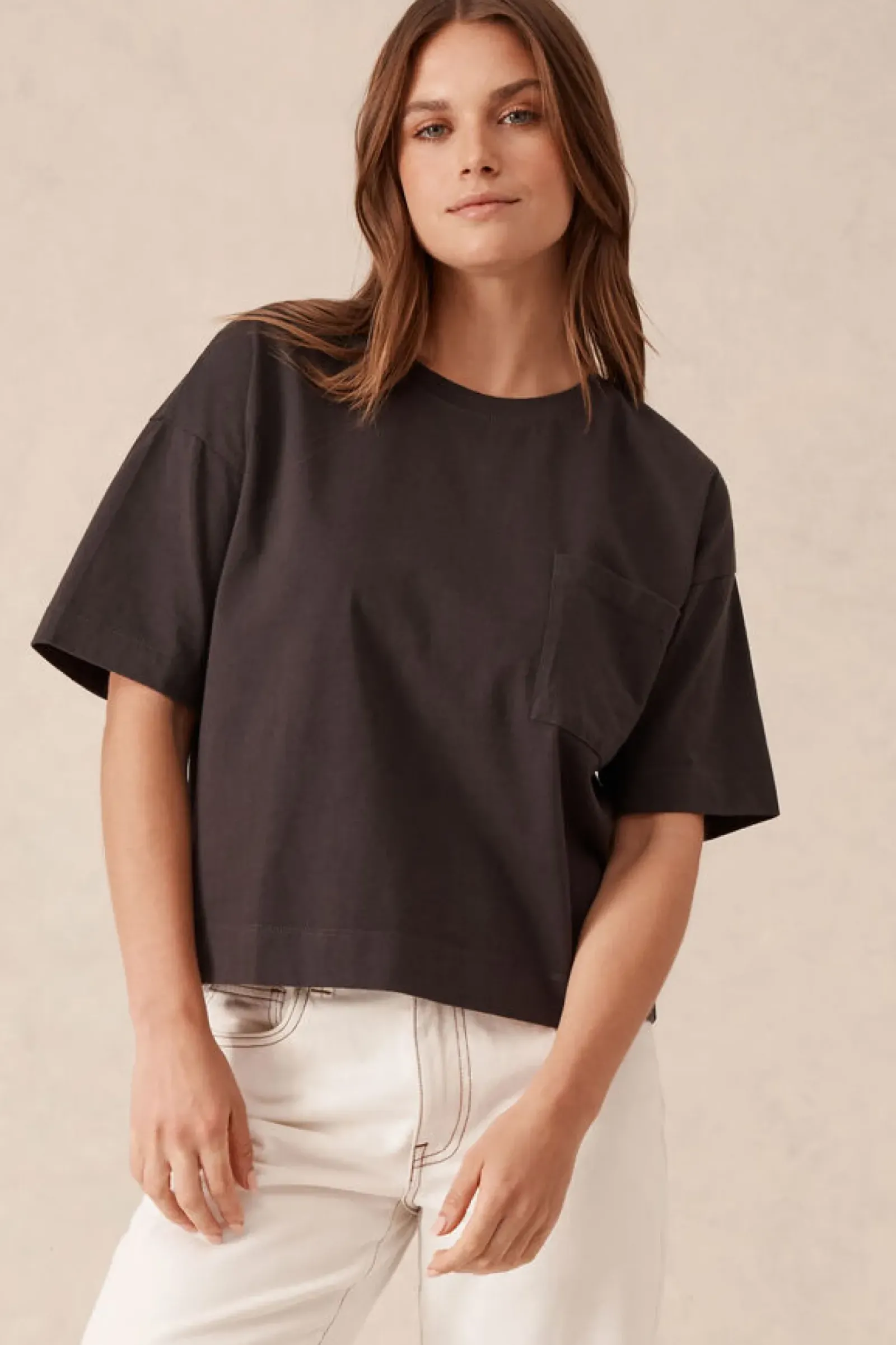 Women Ceres Life Boxy Pocket Tee- Phantom