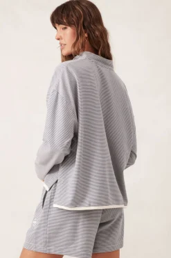 Women Ceres Life Boxy Zip Sweat - Moonlight Fine Stripe