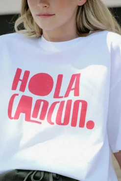 Women Ceres Life Boyfriend Tee - Hola Cancun Heritage Red