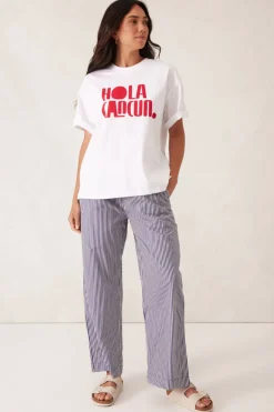 Women Ceres Life Boyfriend Tee - Hola Cancun Heritage Red