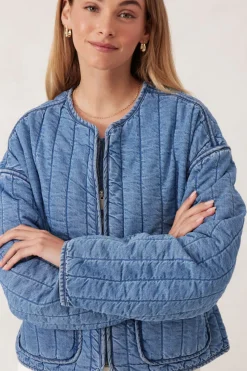 Women Ceres Life Comfy Quilted Boxy Jacket - Worn Blue