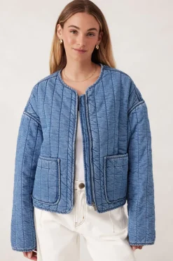 Women Ceres Life Comfy Quilted Boxy Jacket - Worn Blue