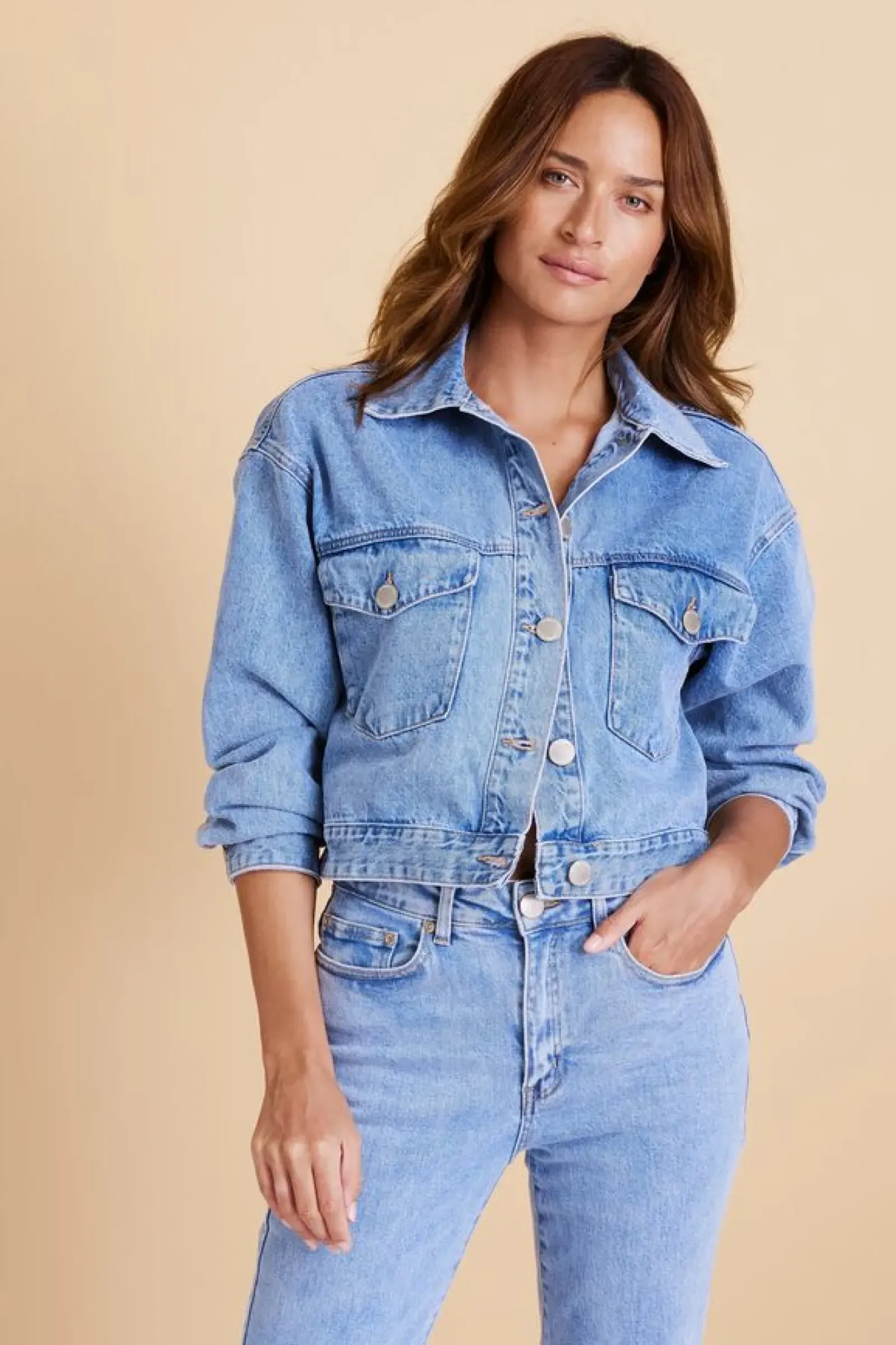 Women Ceres Life Cropped Denim Jacket - Vintage Blue
