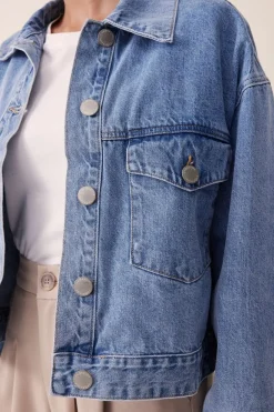 Women Ceres Life Cropped Denim Jacket - Vintage Blue