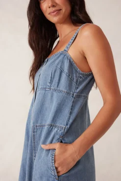 Women Ceres Life Denim Beach Dress - Worn Blue