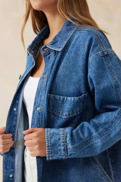Women Ceres Life Denim Side Pocket Shacket - Fresh Indigo