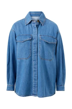 Women Ceres Life Essentials Denim Shirt- Mid Blue Wash