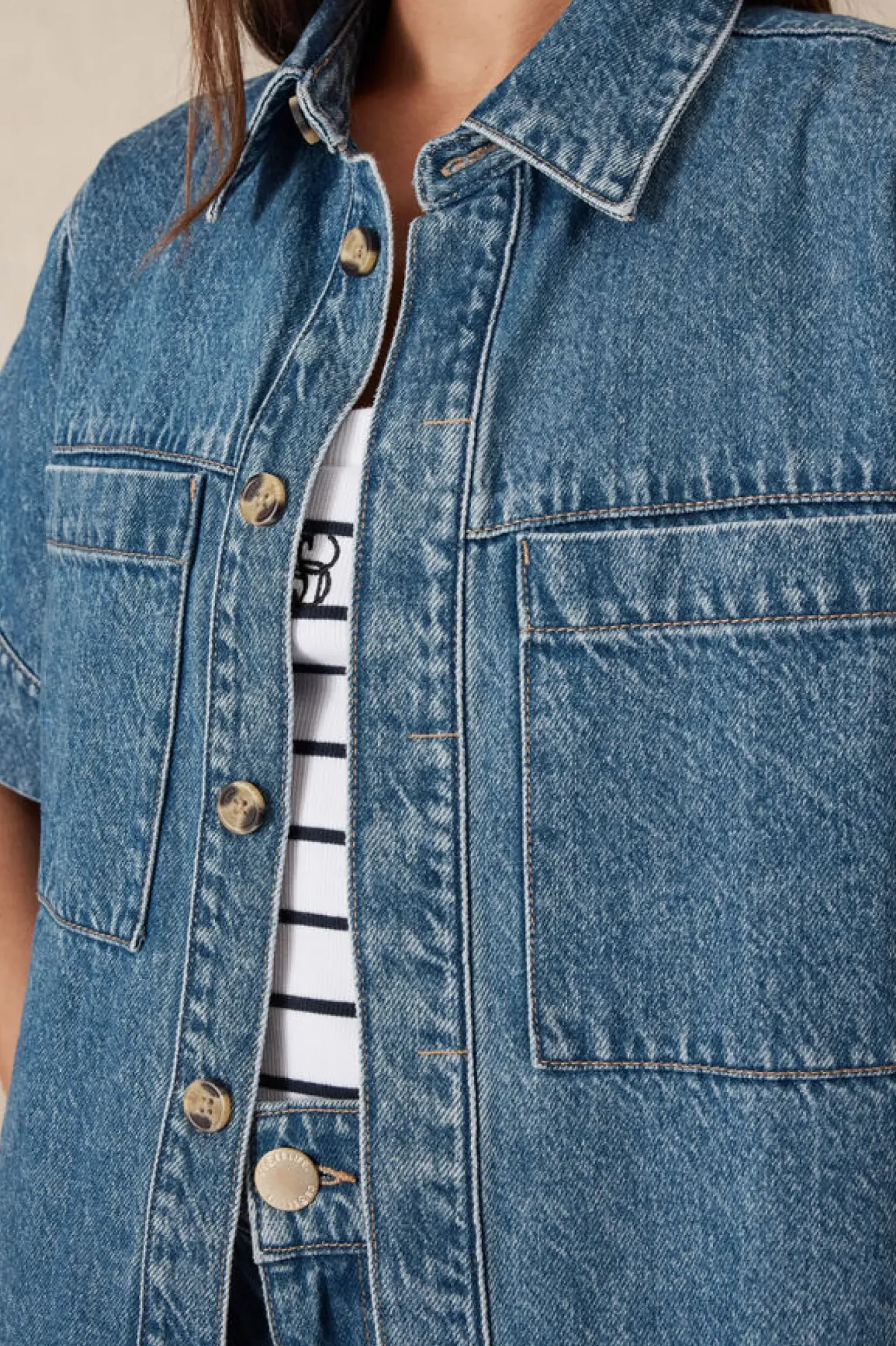 Women Ceres Life Jacqui Felgate Boxy Denim Shirt - Indigo Denim