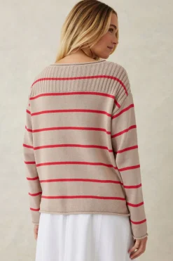 Women Ceres Life Ladder Stitch Knit - String Heritage Red Stripe
