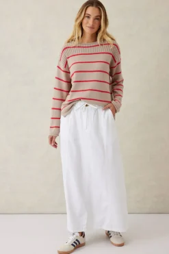 Women Ceres Life Ladder Stitch Knit - String Heritage Red Stripe