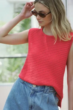 Women Ceres Life Mesh Knit Tank - Heritage Red