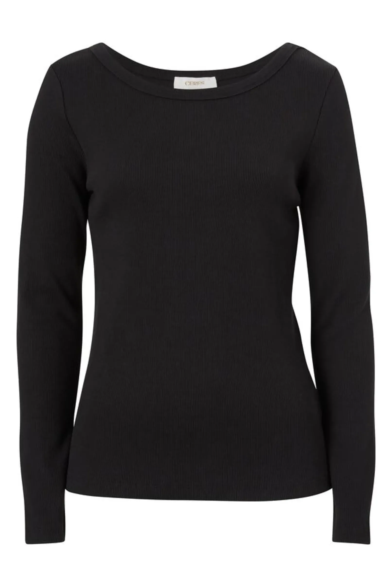 Women Ceres Life Organic Rib Long Sleeve Top - Black