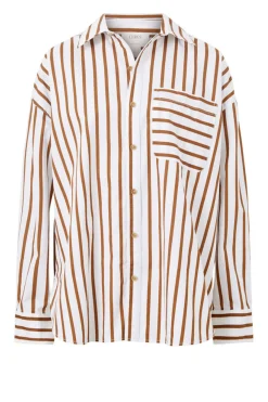Women Ceres Life Oversized Poplin Shirt - White Biscuit Stripe