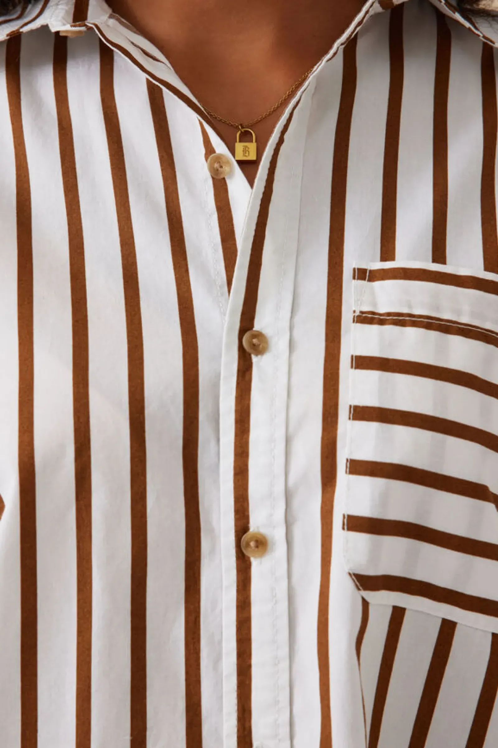 Women Ceres Life Oversized Poplin Shirt - White Biscuit Stripe