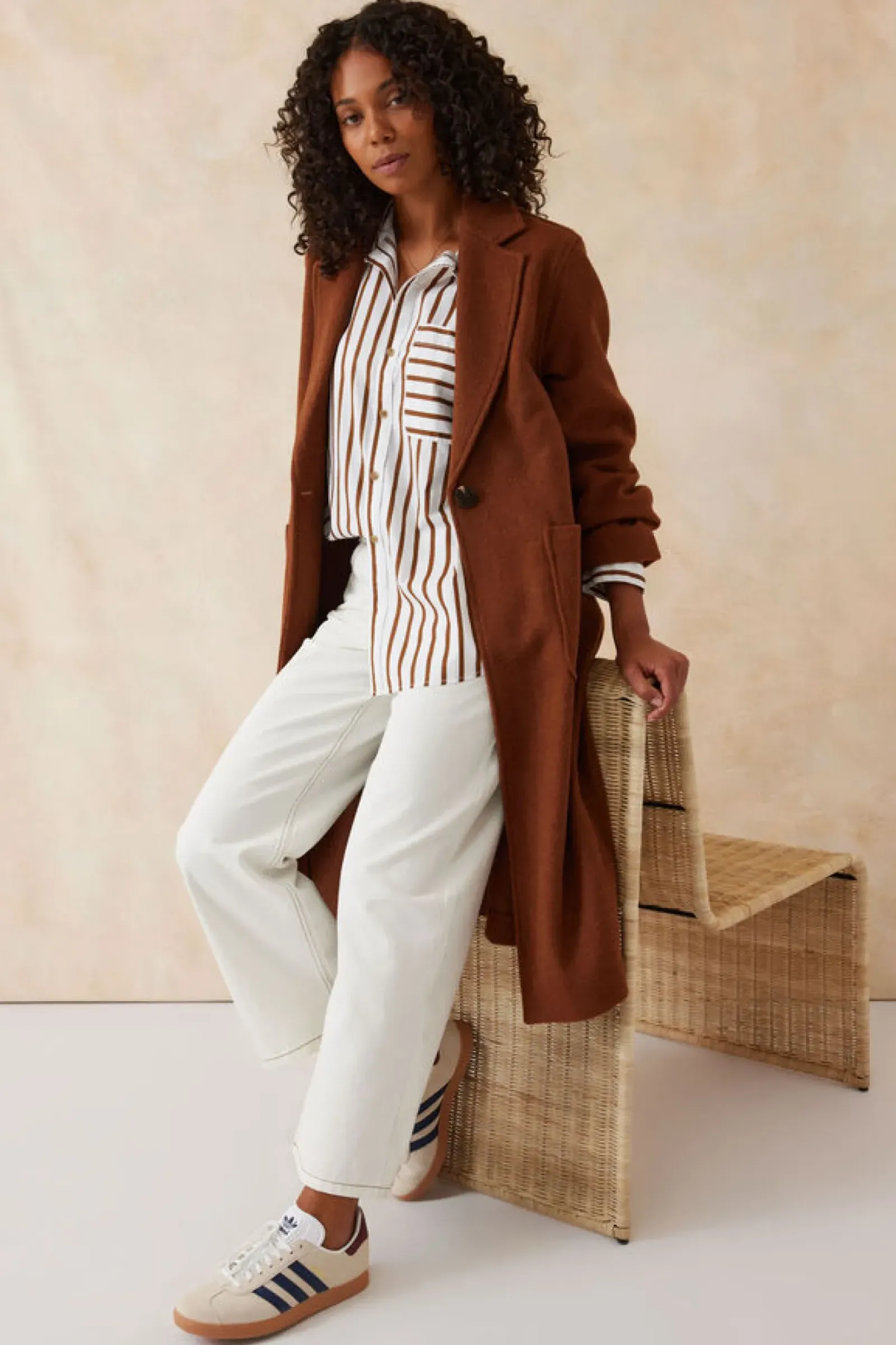 Women Ceres Life Oversized Poplin Shirt - White Biscuit Stripe