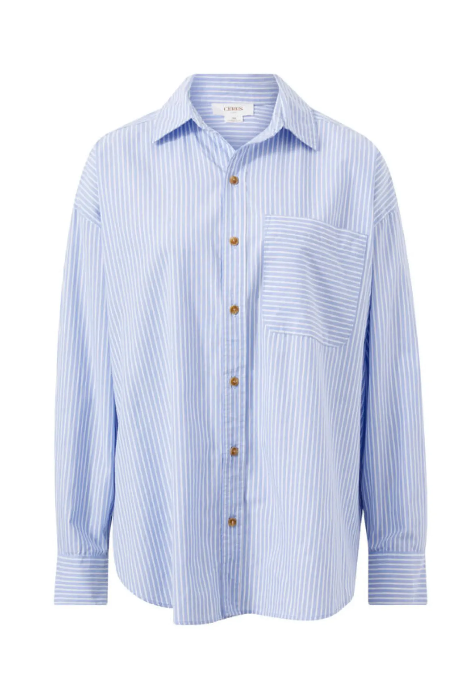 Women Ceres Life Oversized Poplin Shirt - White Heritage Blue Stripe