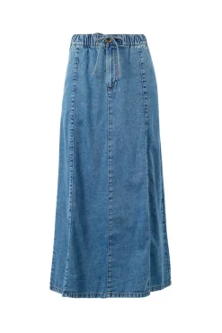 Women Ceres Life Panelled Maxi Skirt - Worn Blue Denim